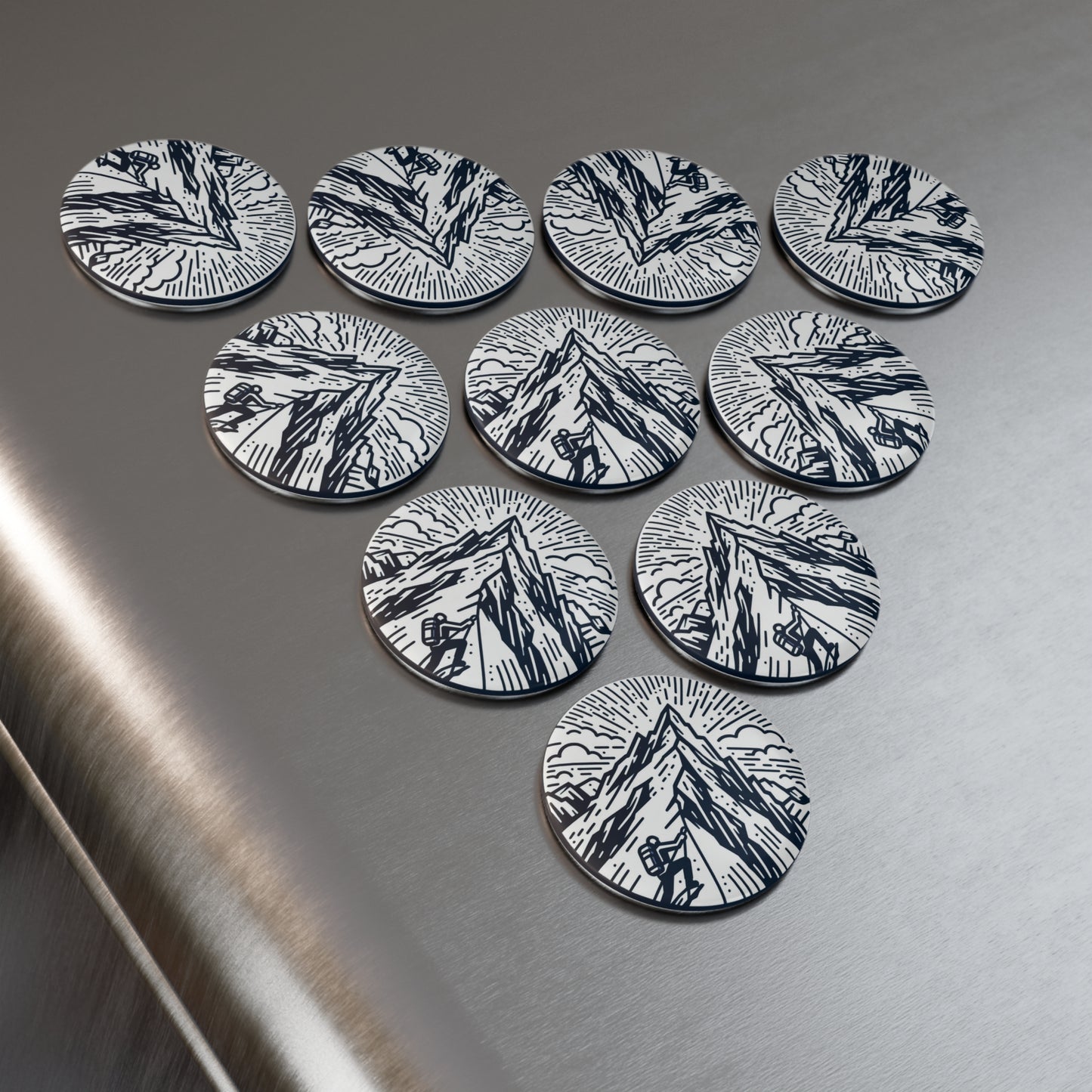 Adventure Mountain Climbing Button Magnet